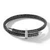 Spear Flex Cuff, Dark Silver, Diamonds