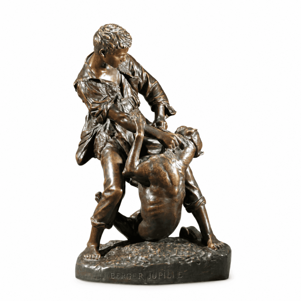 Émile-Louis Truffot Le Berger Jupille 1887 French patinated bronze sculpture