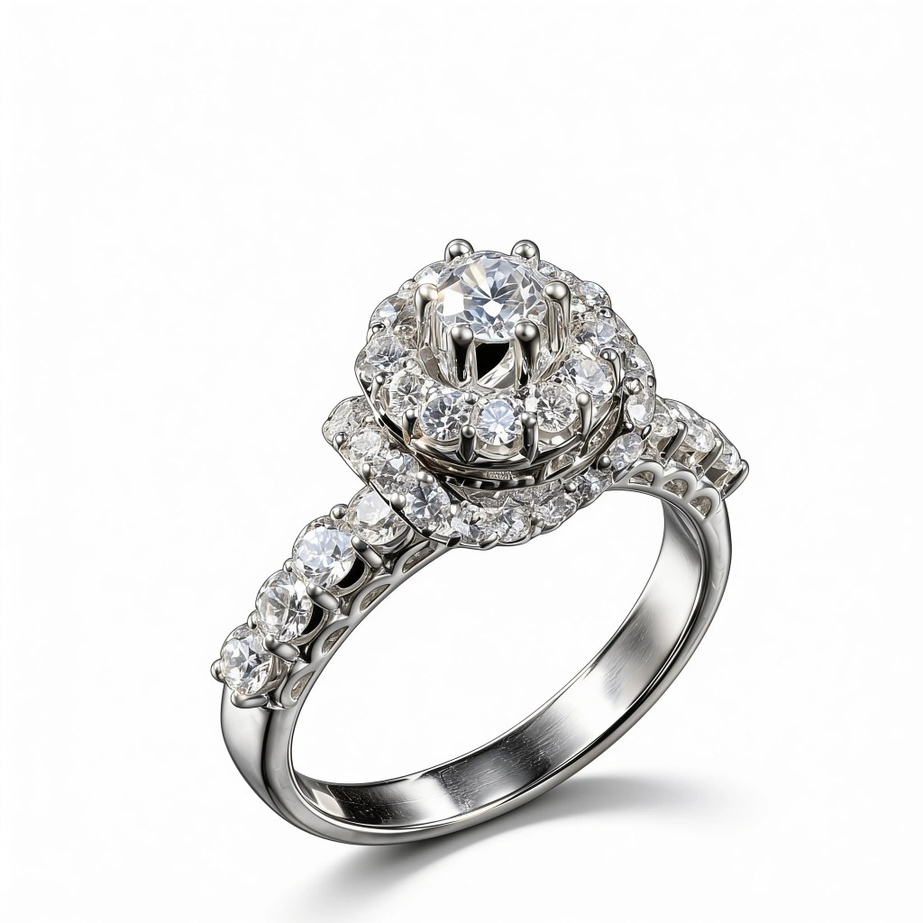 Platinum diamond cluster ring with 1.50 carats total diamond weight